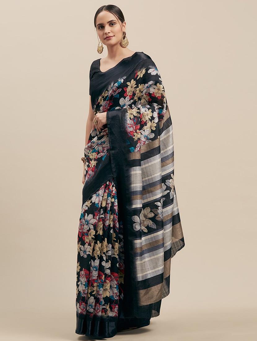 floral printed saree with blouse - 17514692 - Zoom Image - 1