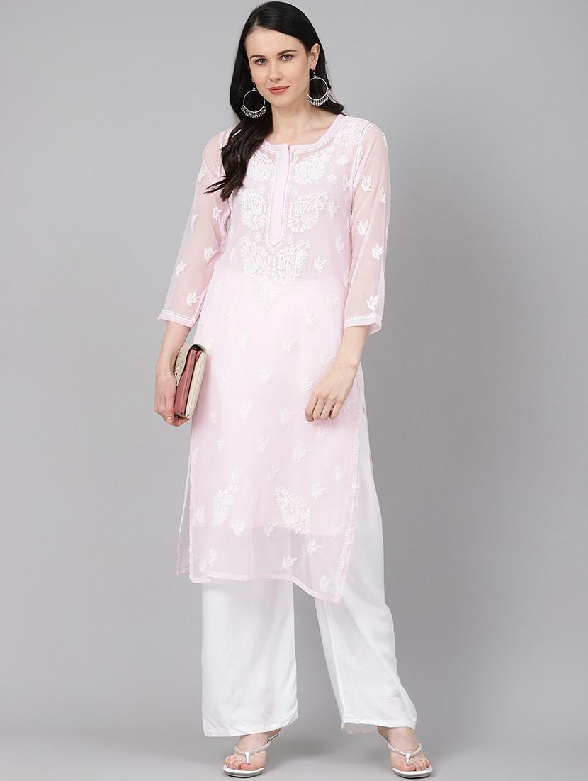 chikankari straight kurta - 17514761 - Zoom Image - 4
