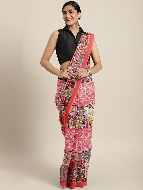 printed woven saree with blouse - 17514816 - Standard Image - 1