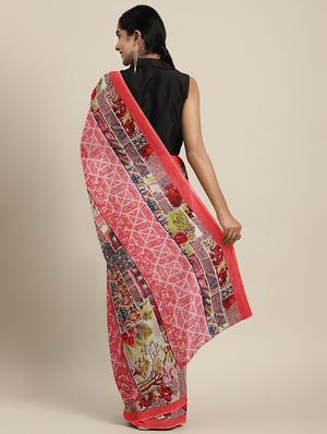 printed woven saree with blouse - 17514816 - Standard Image - 2