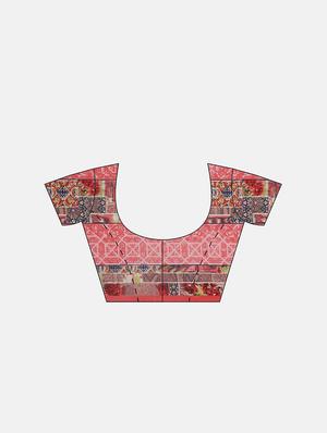 printed woven saree with blouse - 17514816 - Standard Image - 3