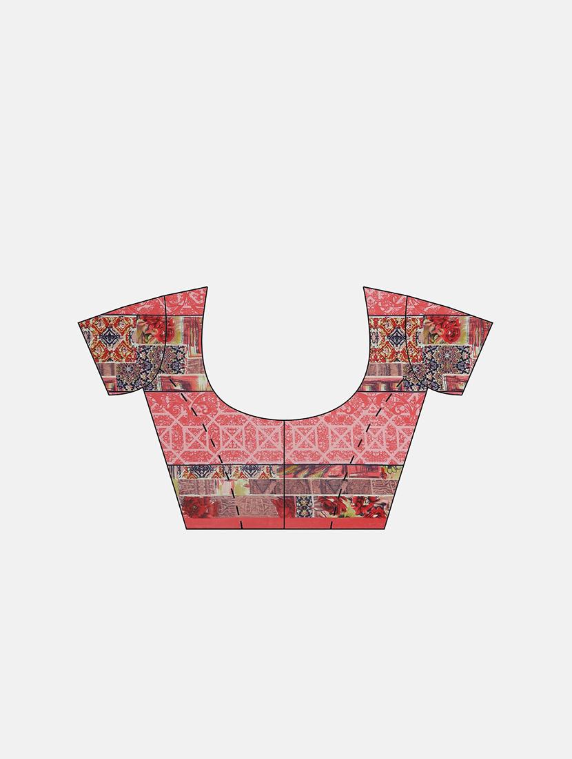 printed woven saree with blouse - 17514816 - Zoom Image - 3
