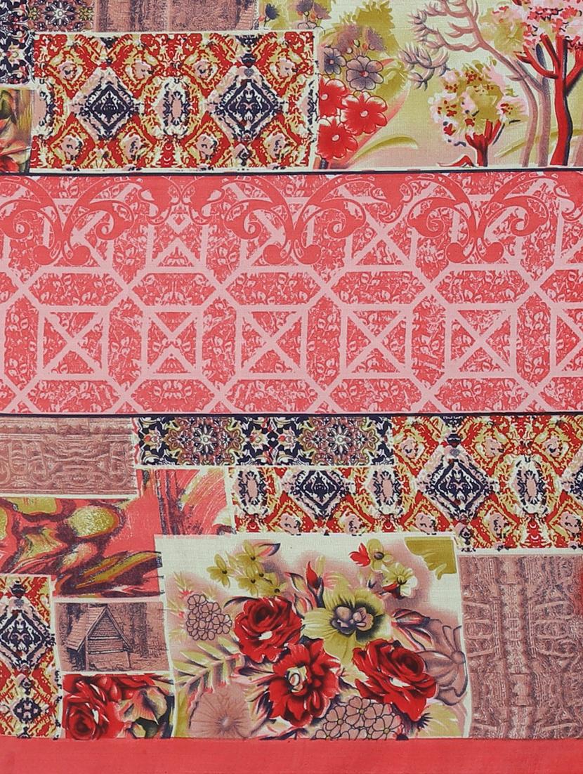 printed woven saree with blouse - 17514816 - Zoom Image - 5