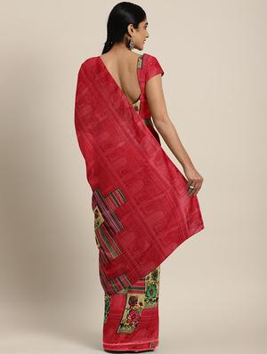 printed woven saree with blouse - 17514839 - Standard Image - 2