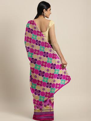 printed woven saree with blouse - 17514846 - Standard Image - 2