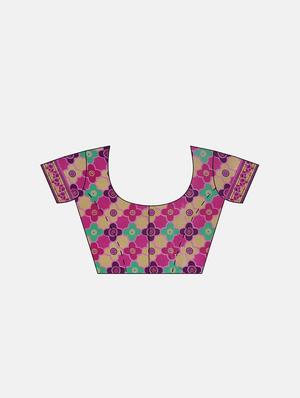 printed woven saree with blouse - 17514846 - Standard Image - 3