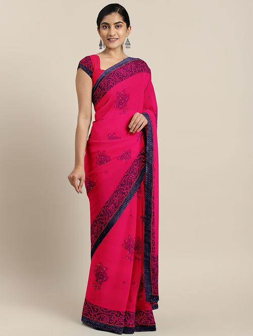 printed woven saree with blouse - 17514868 - Standard Image - 1