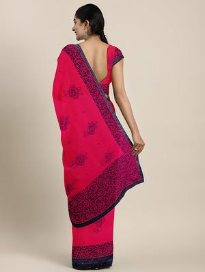 printed woven saree with blouse - 17514868 - Standard Image - 2