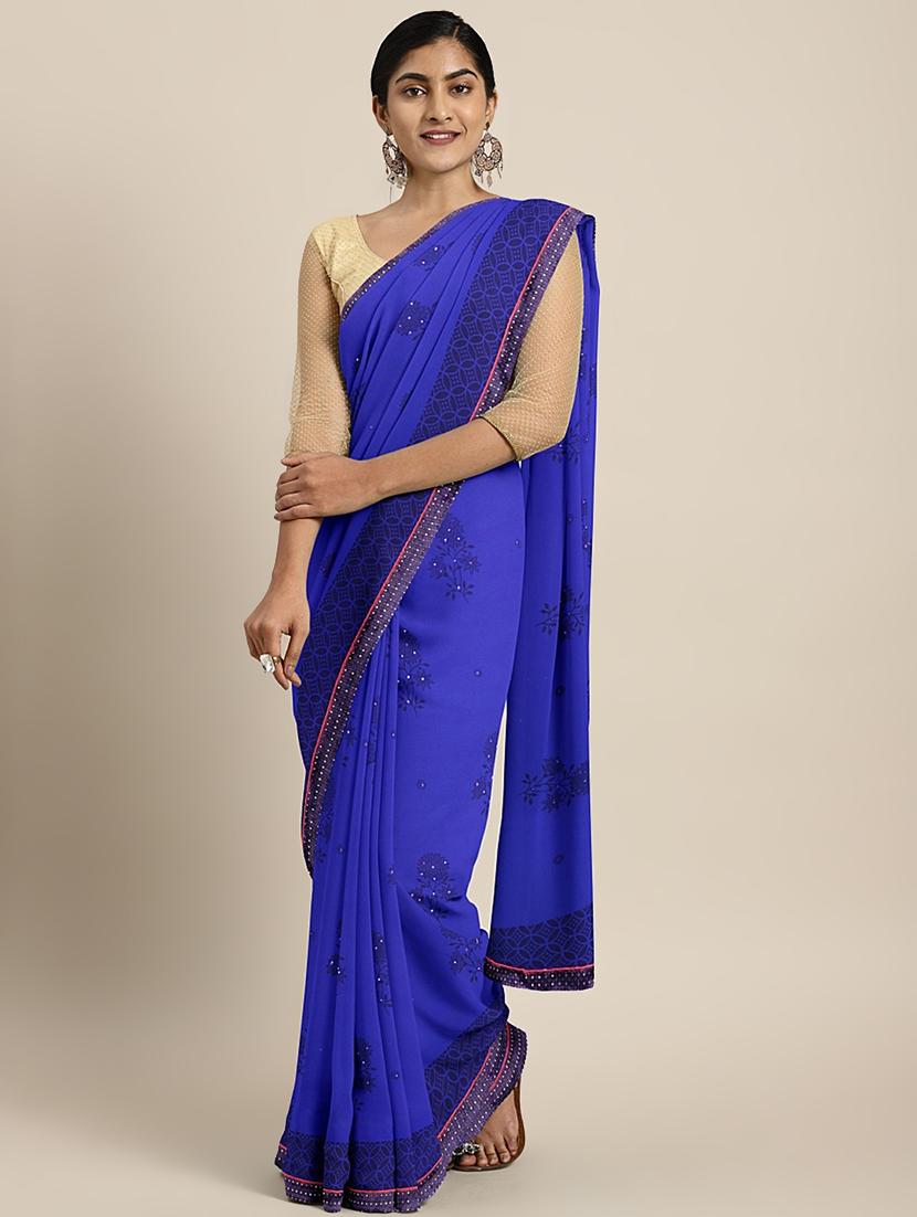 printed woven saree with blouse - 17514898 - Zoom Image - 1