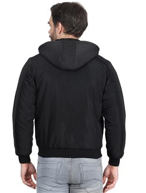 black solid casual jacket - 17514917 - Standard Image - 3