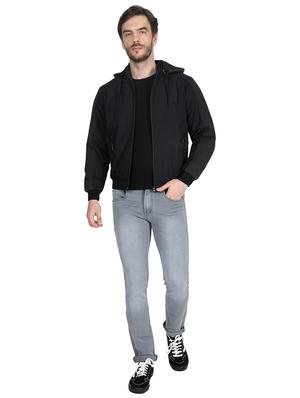 black solid casual jacket - 17514917 - Standard Image - 4