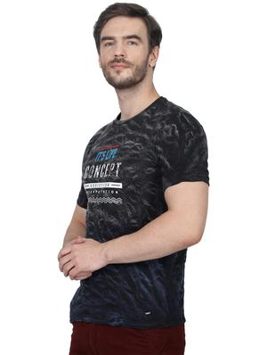 navy blue printed t-shirt - 17514989 - Standard Image - 3