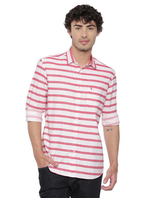 pink striped casual shirt - 17516371 - Standard Image - 1