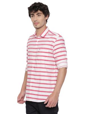 pink striped casual shirt - 17516371 - Standard Image - 2