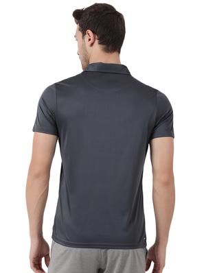 grey solid polo t-shirt - 17516491 - Standard Image - 3