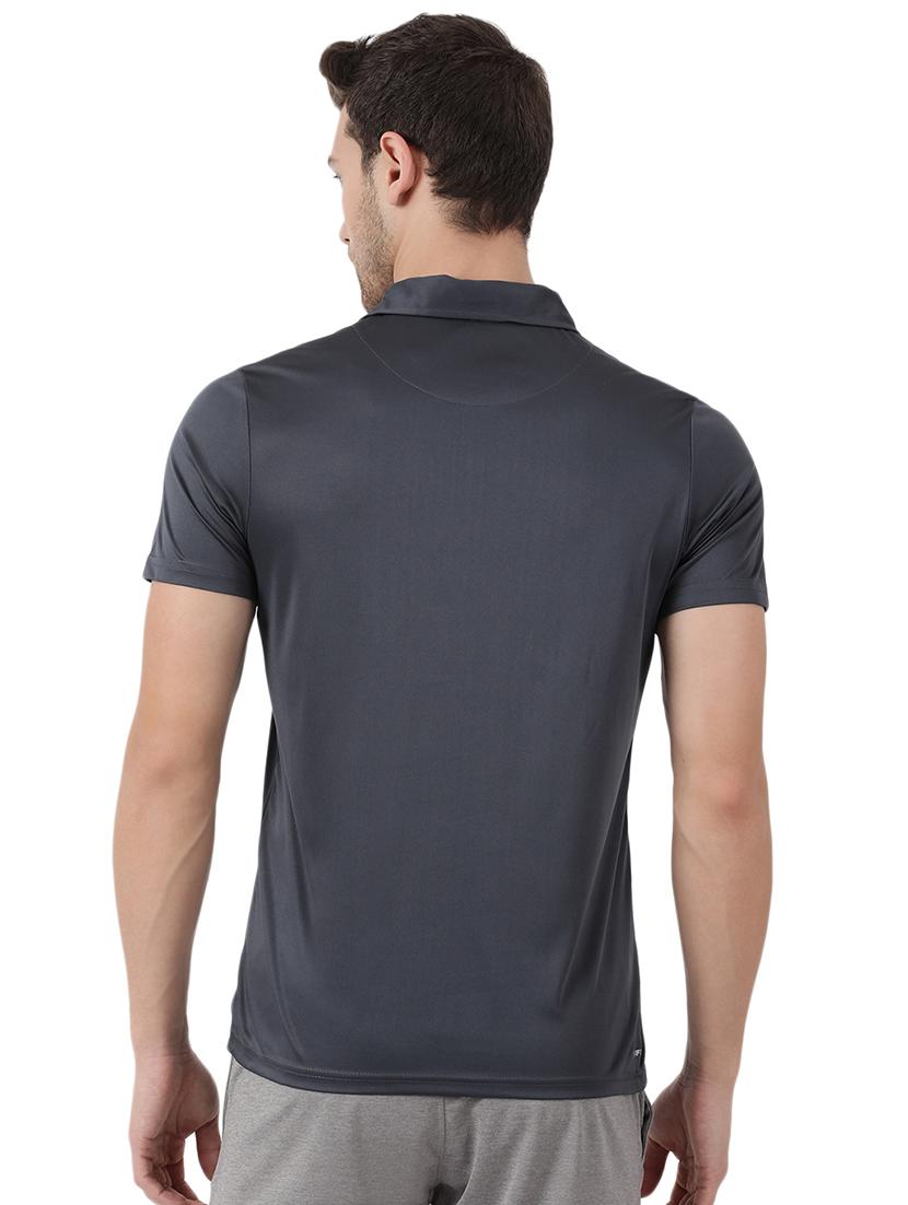 grey solid polo t-shirt - 17516491 - Zoom Image - 3