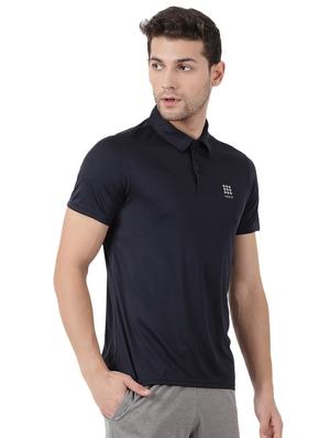 navy blue solid polo t-shirt - 17516492 - Standard Image - 2