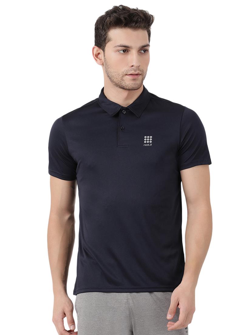 navy blue solid polo t-shirt - 17516492 - Zoom Image - 1