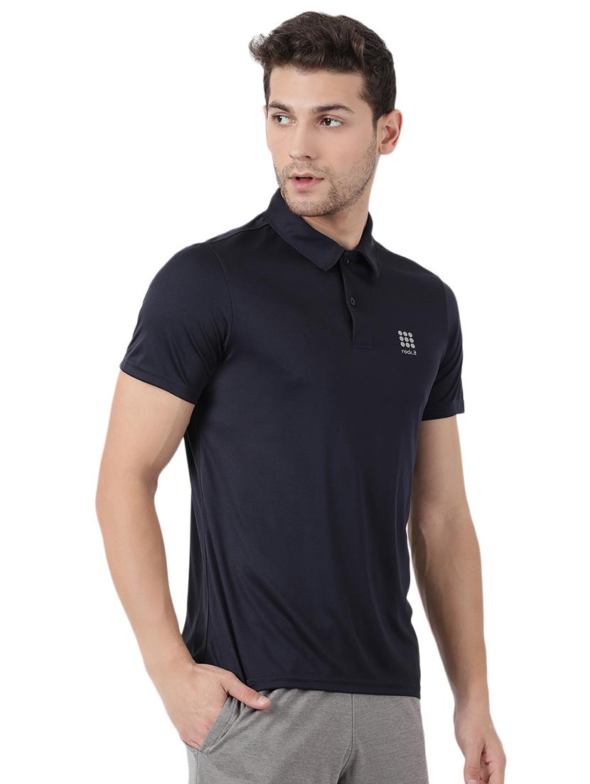 navy blue solid polo t-shirt - 17516492 - Zoom Image - 2