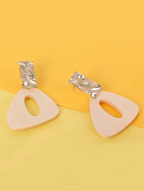 beige brass drop earring - 17516575 - Standard Image - 1