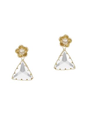 white brass drop earring - 17516582 - Standard Image - 2