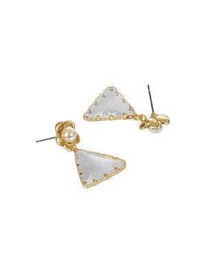 white brass drop earring - 17516582 - Standard Image - 3