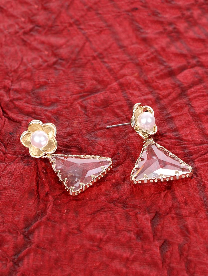 white brass drop earring - 17516582 - Zoom Image - 1