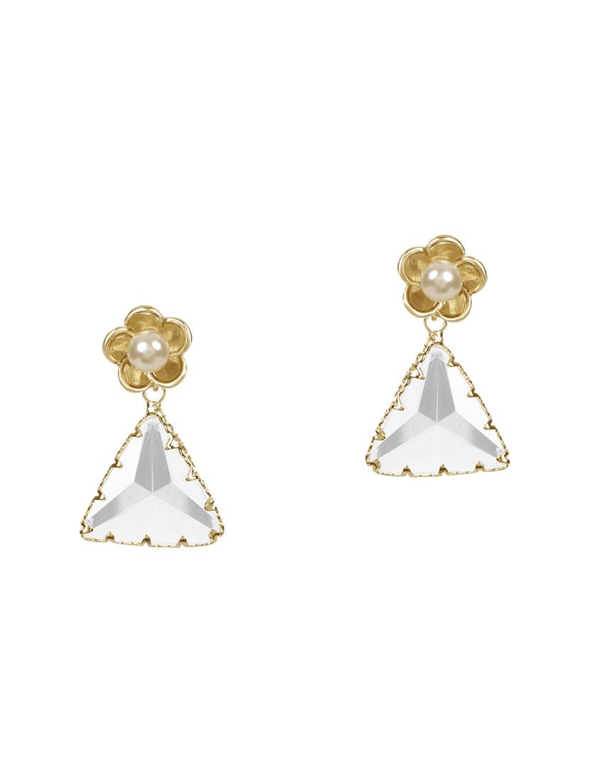 white brass drop earring - 17516582 - Zoom Image - 2