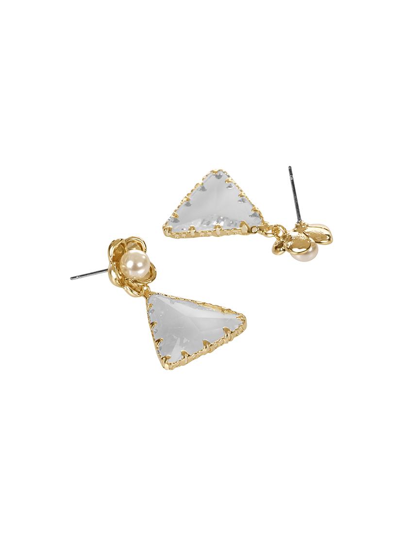 white brass drop earring - 17516582 - Zoom Image - 3