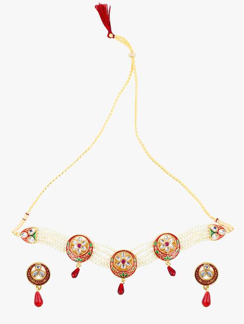 white brass necklaces and earring - 17518027 - Standard Image - 1
