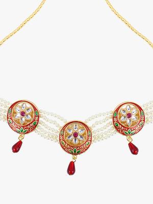 white brass necklaces and earring - 17518027 - Standard Image - 3
