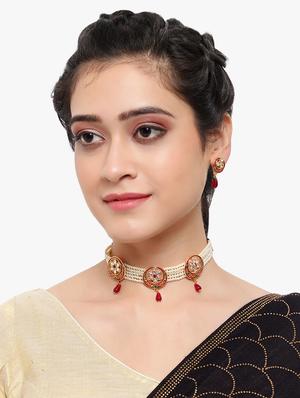 white brass necklaces and earring - 17518027 - Standard Image - 6