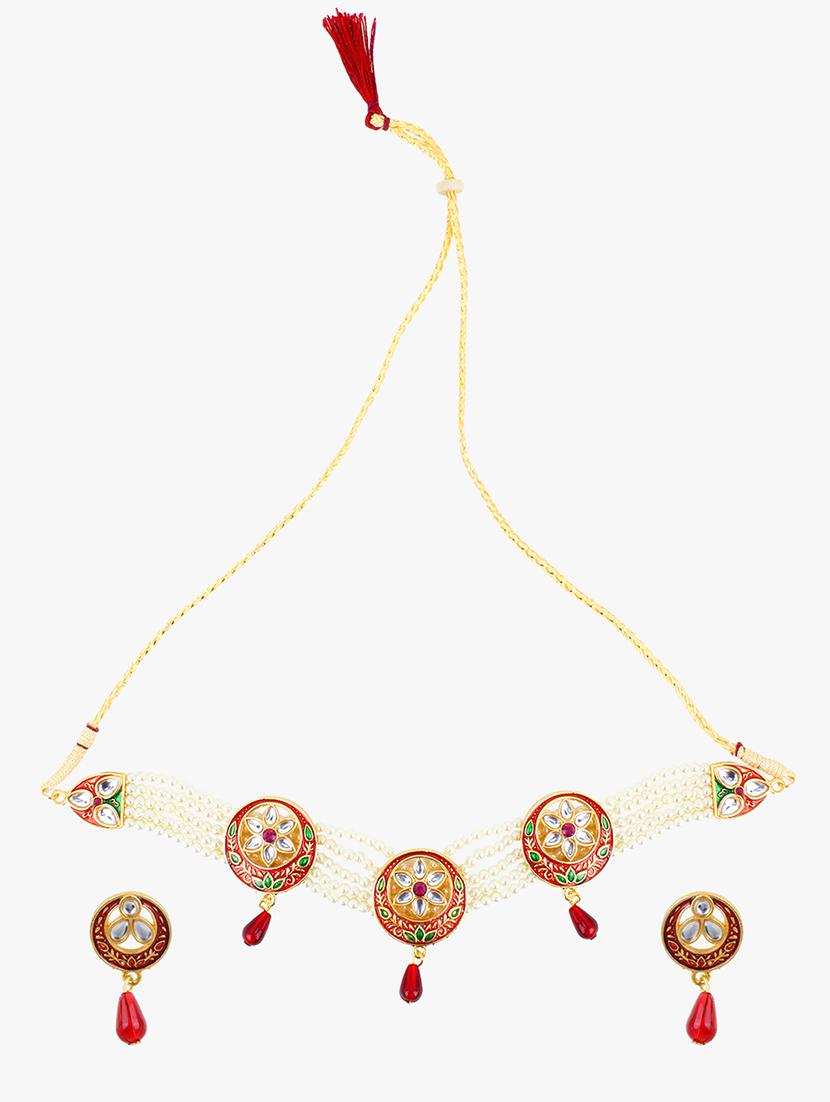 white brass necklaces and earring - 17518027 - Zoom Image - 1