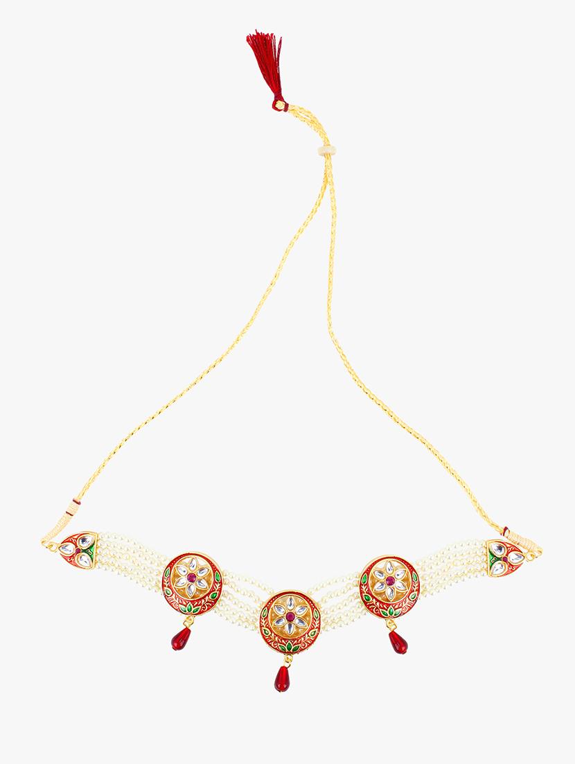 white brass necklaces and earring - 17518027 - Zoom Image - 2