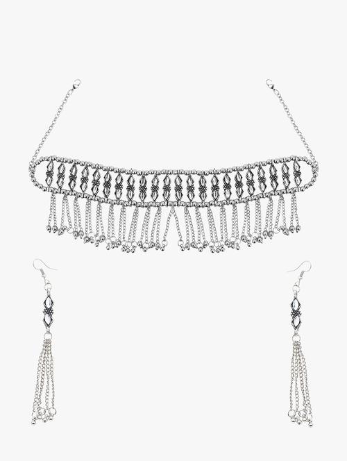 silver brass necklaces and earring - 17518028 - Standard Image - 1