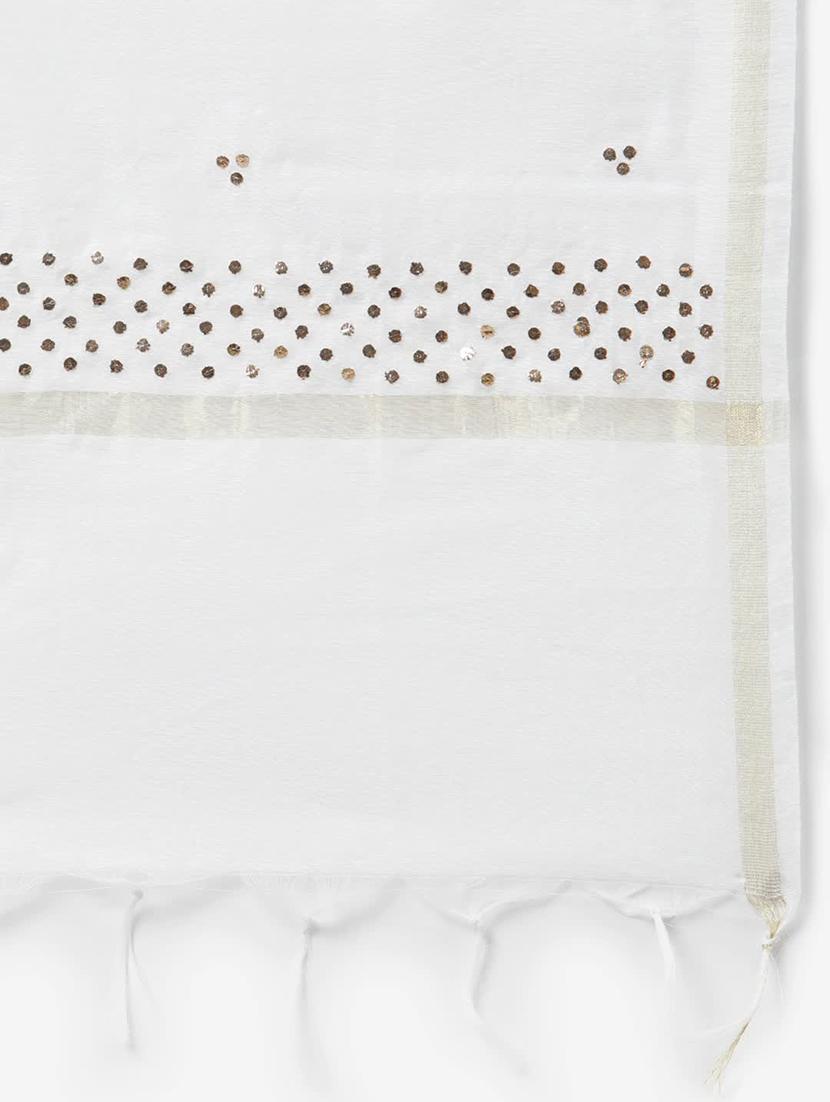 ada hand-embroidered white chikankari dupatta - 17518111 - Zoom Image - 2
