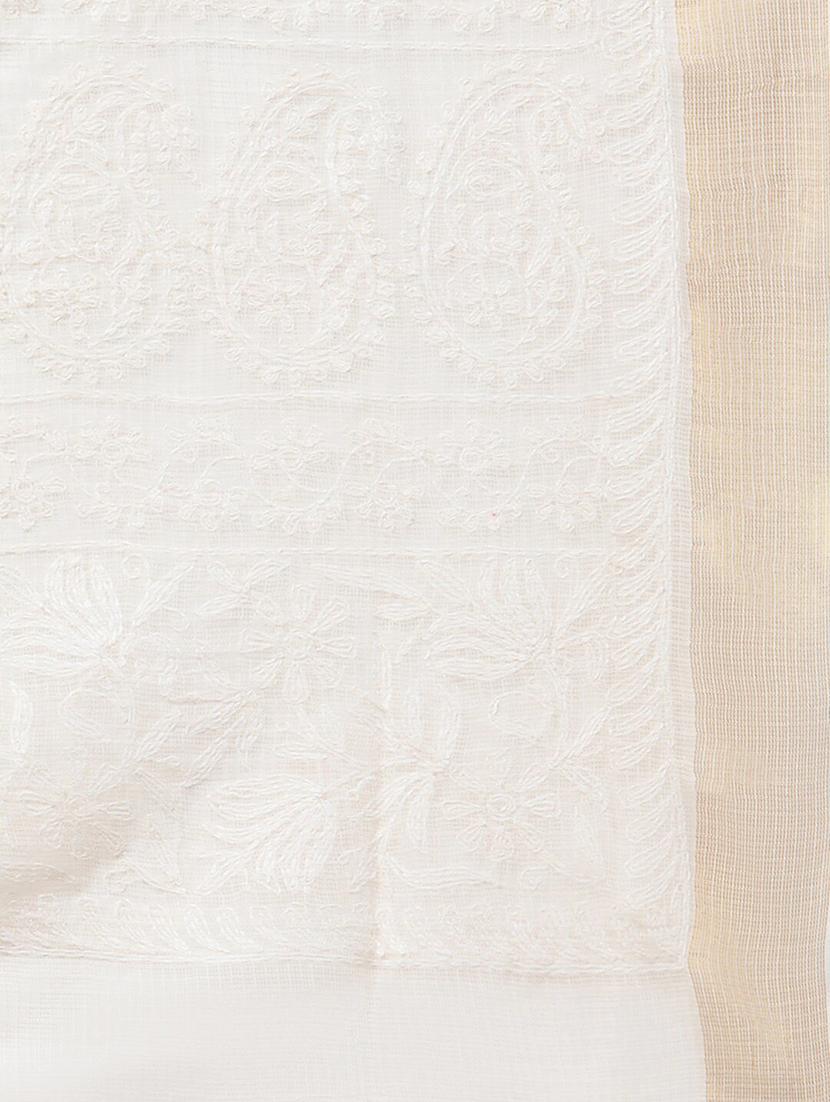 ada hand-embroidered beige chikankari dupatta - 17518117 - Zoom Image - 2