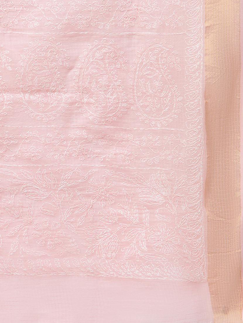 ada hand-embroidered pink chikankari dupatta - 17518119 - Zoom Image - 2