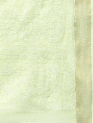 ada hand-embroidered green chikankari dupatta - 17518120 - Standard Image - 2