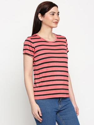 round neck striped tee - 17518191 - Standard Image - 2