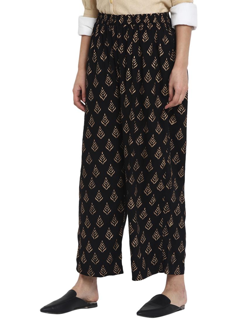 black rayon straight palazzo - 17518198 - Zoom Image - 2