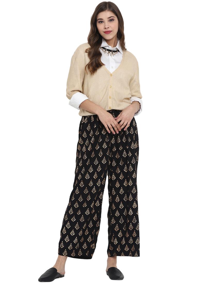 black rayon straight palazzo - 17518198 - Zoom Image - 4