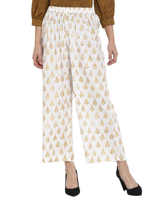white rayon straight palazzo - 17518199 - Standard Image - 1