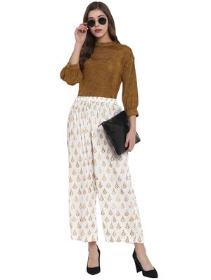 white rayon straight palazzo - 17518199 - Standard Image - 4