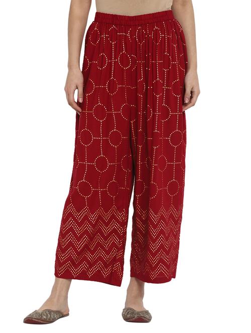 red rayon straight palazzo - 17518202 - Standard Image - 1