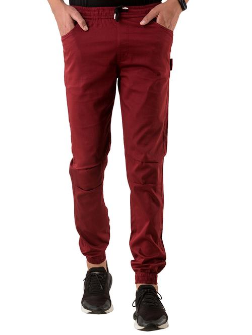 maroon solid jogger - 17518228 - Standard Image - 1