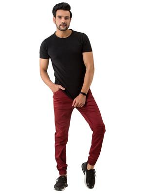 maroon solid jogger - 17518228 - Standard Image - 5