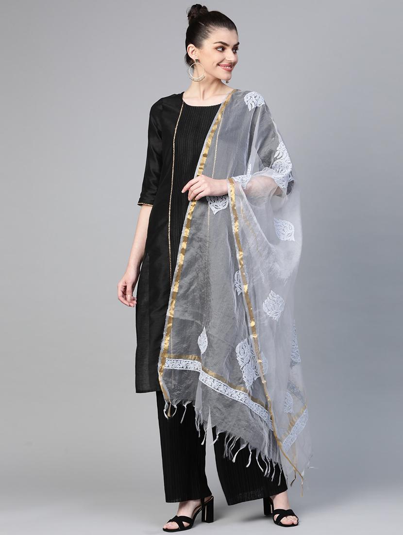 chikankari embroidered dupatta - 17518253 - Zoom Image - 1