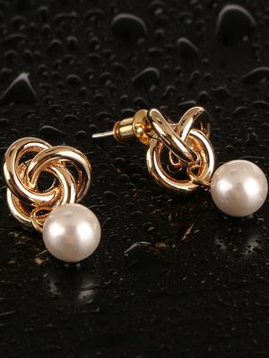 gold brass drop earring - 17518330 - Standard Image - 2