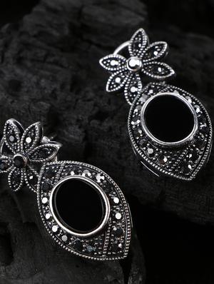black brass drop earring - 17518344 - Standard Image - 2